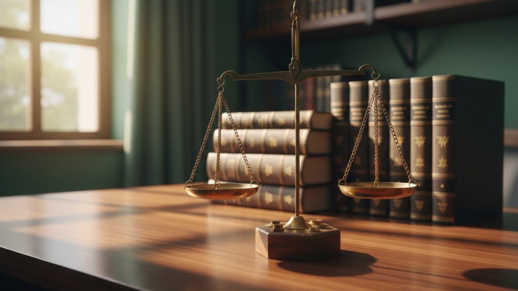 Melhor advogado de família em São Paulo: balança da justiça em escritório de advocacia