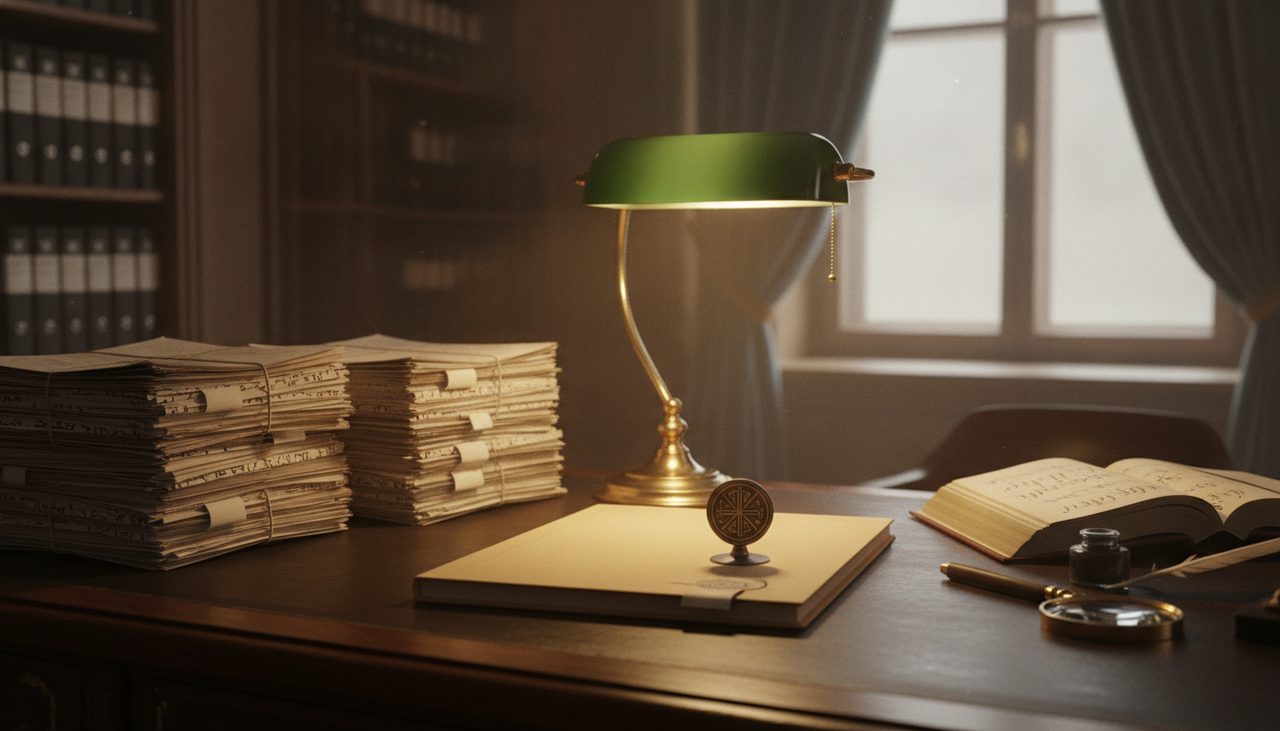 documentos de inventário com dívidas do falecido sobre mesa de cartório