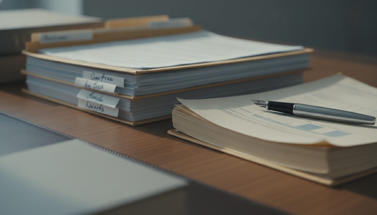 documentos organizados para comprovar bem exclusivo na comunhão parcial de bens no divórcio