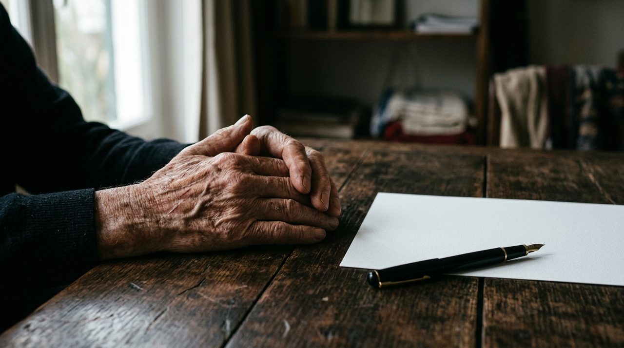 mãos sobre documento representando renúncia de herança com dívidas do falecido