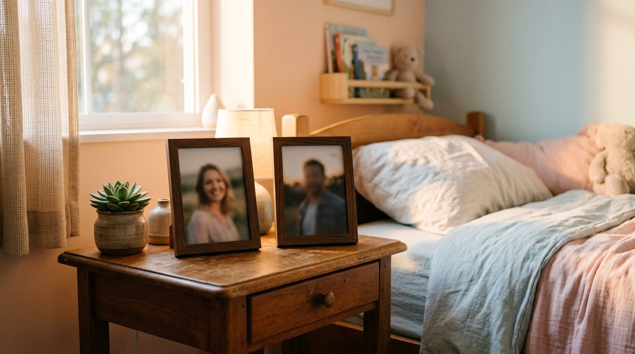 Quarto de criança com símbolos dos dois pais na guarda compartilhada